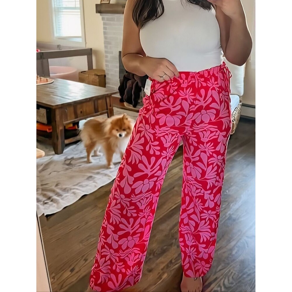 Target Pink Floral Cover-Up Pants Womens Palazzo Leg Small 4 6
